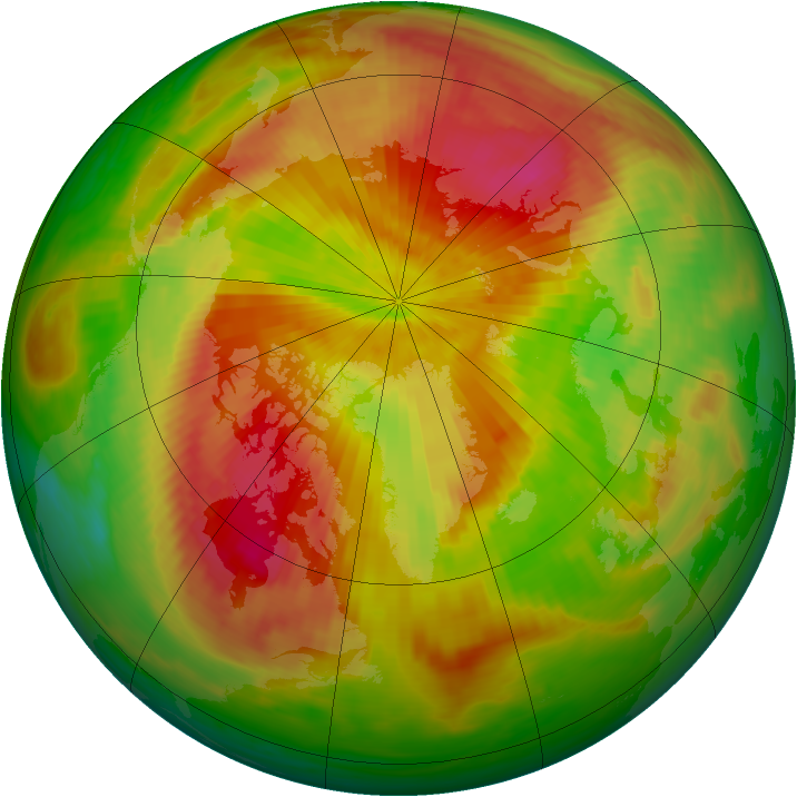 Arctic ozone map for 19 April 1989